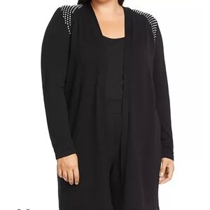 Vince Camuto Black Cardigan with Studded Shoulders, Large